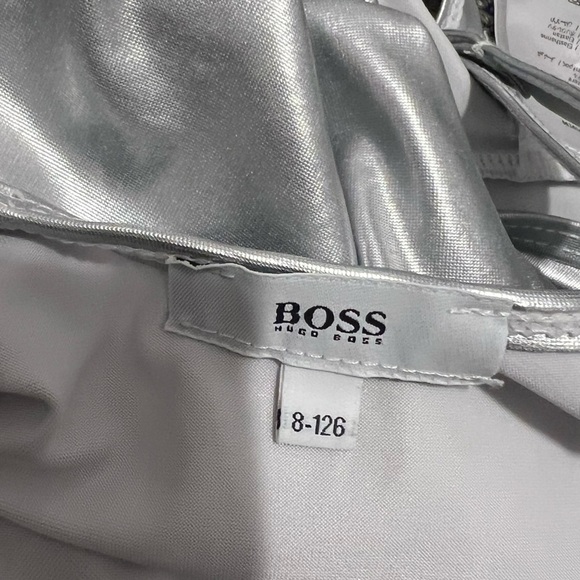 BOSS Girls Swimsuit Size 8 One Piece Silver Metallic - Picture 4 of 5